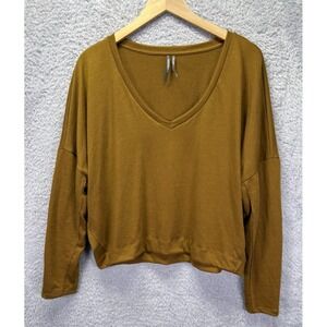 Anthropologie Top Women's Cedar Dina V Neck Brown Boxy Oversized Small Lagenlook